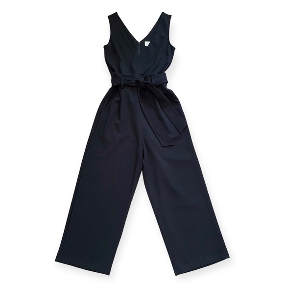 Anthropologie Cathy Structured Wide Leg Sleeveless V Neck Jumpsuit Black XS - Picture 8 of 16
